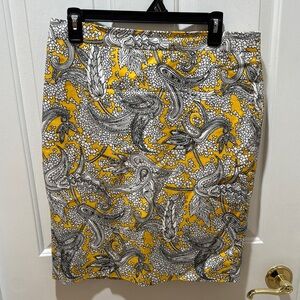 J Crew skirt size 6 yellow and black print